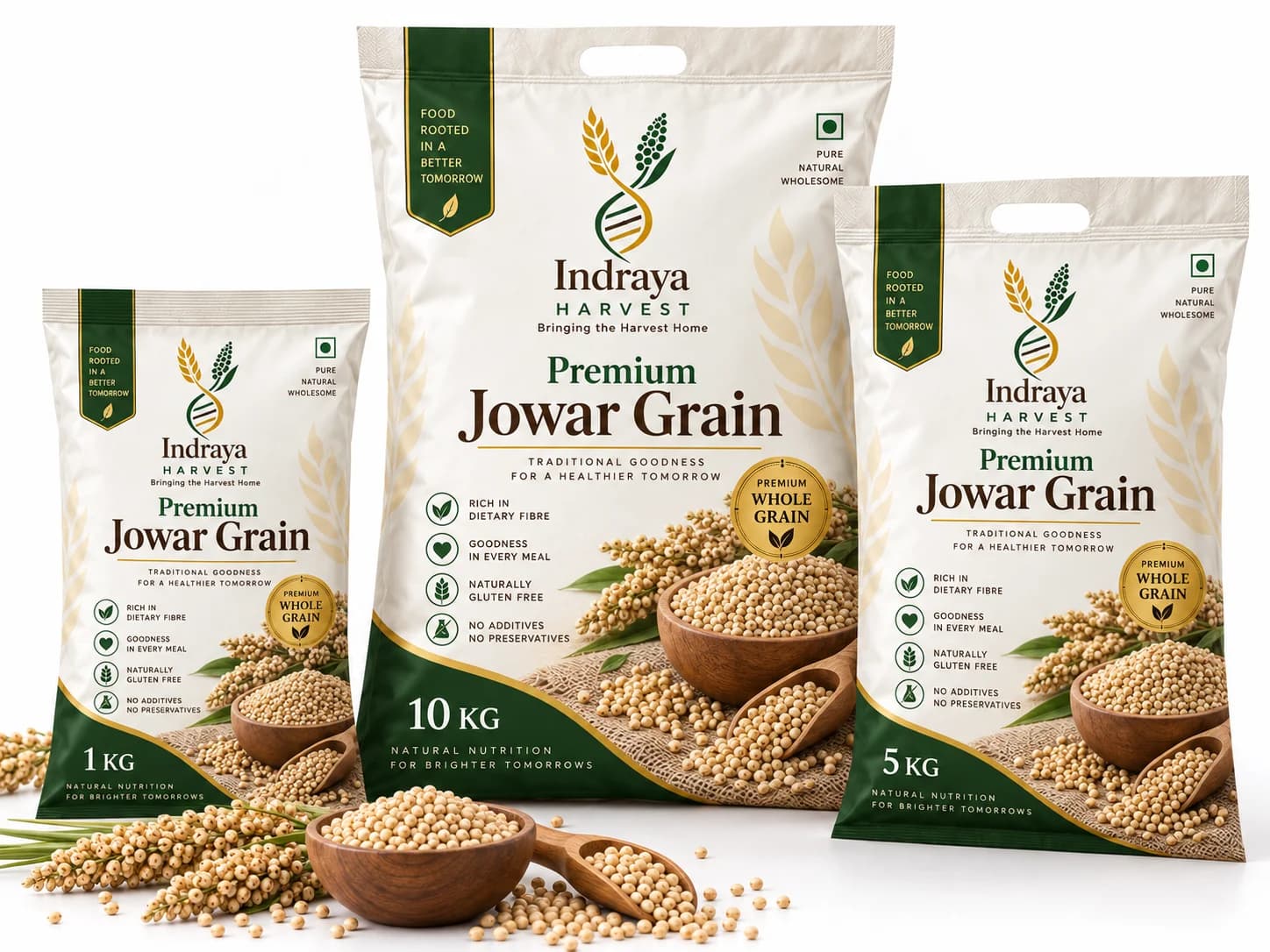 Indraya Harvest Premium Jowar Grain in 1 kg, 5 kg and 10 kg packs