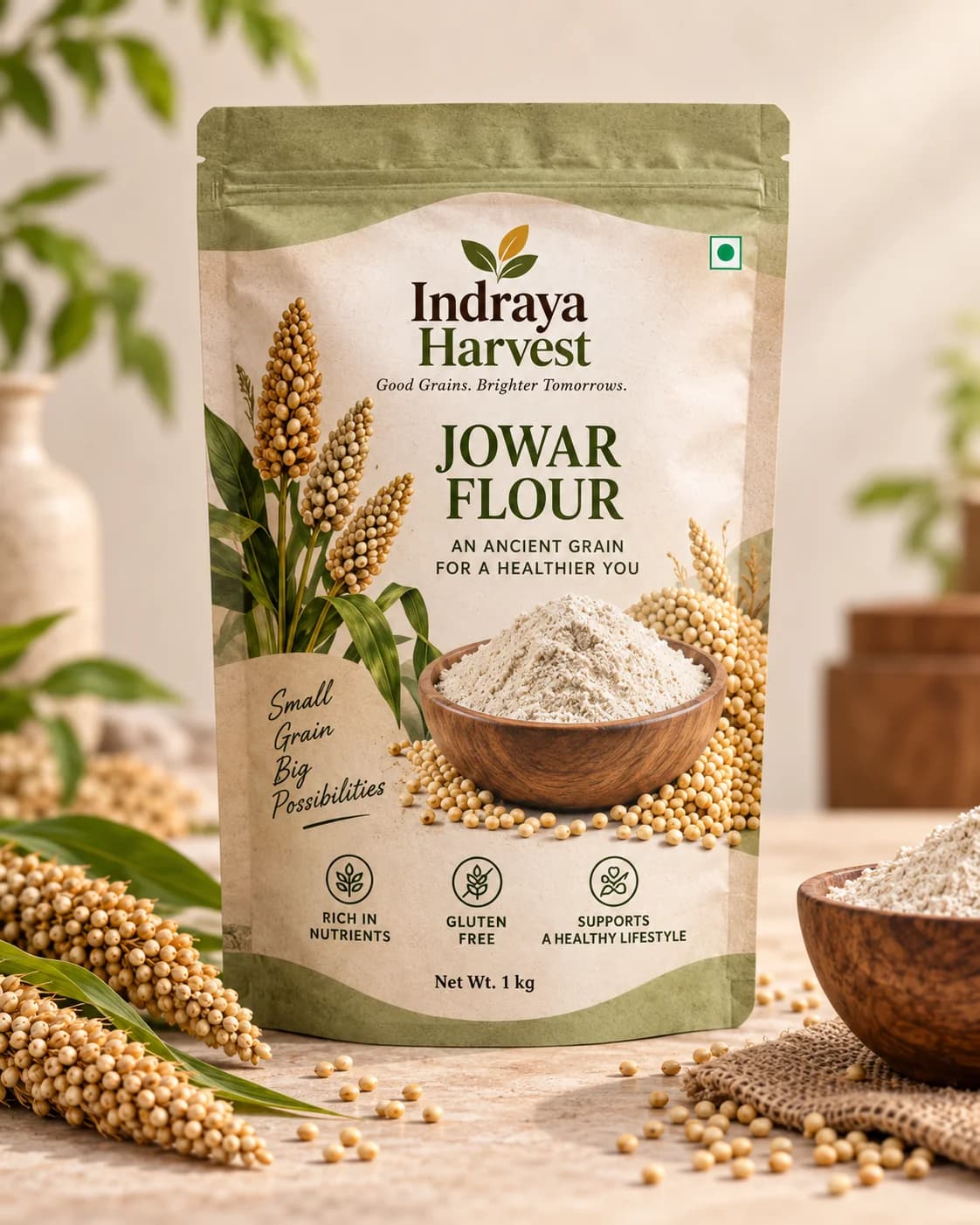Indraya Harvest Jowar Flour 1 kg pouch