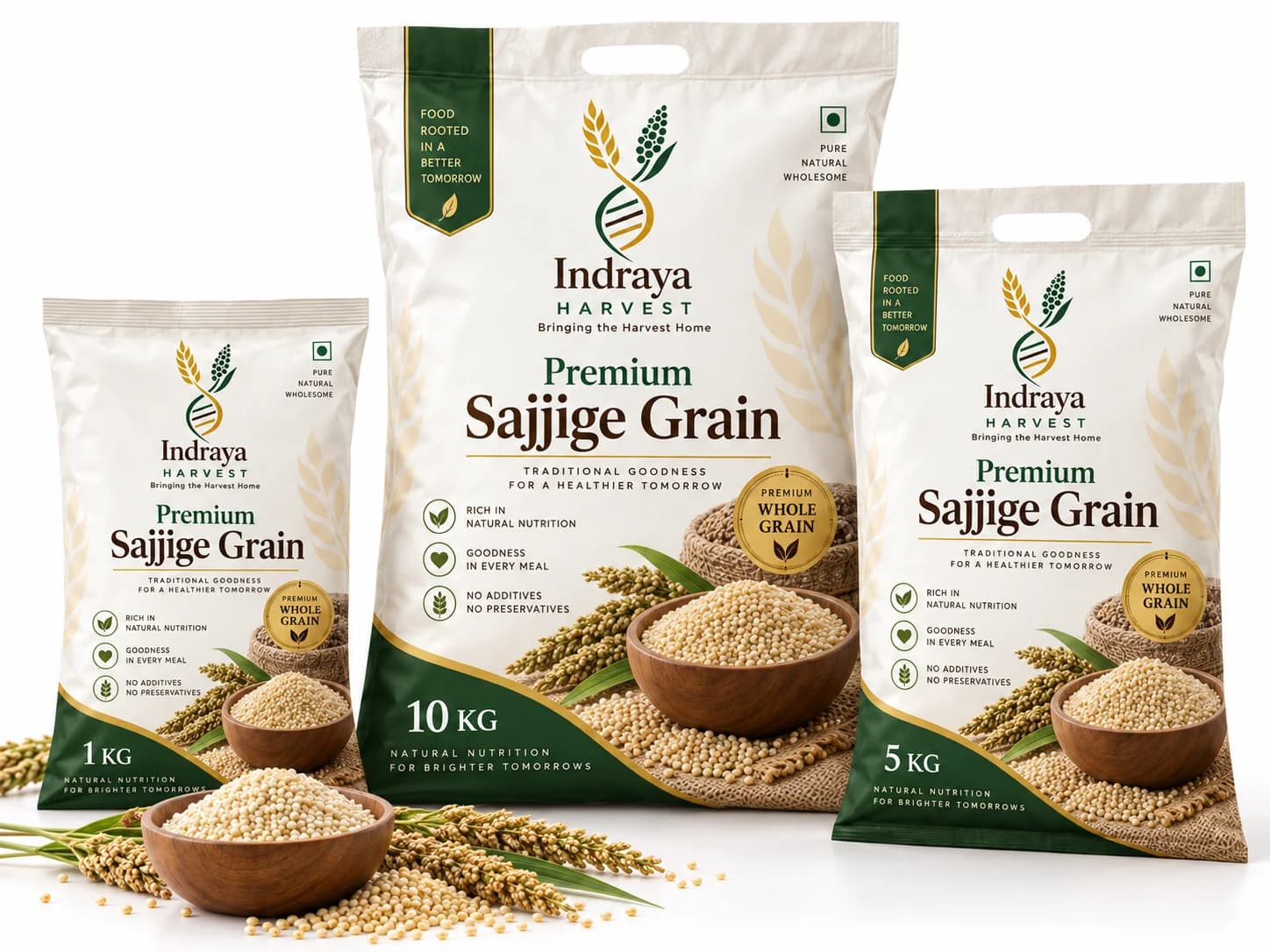 Premium Sajjige Grain in 1 kg, 5 kg and 10 kg packs